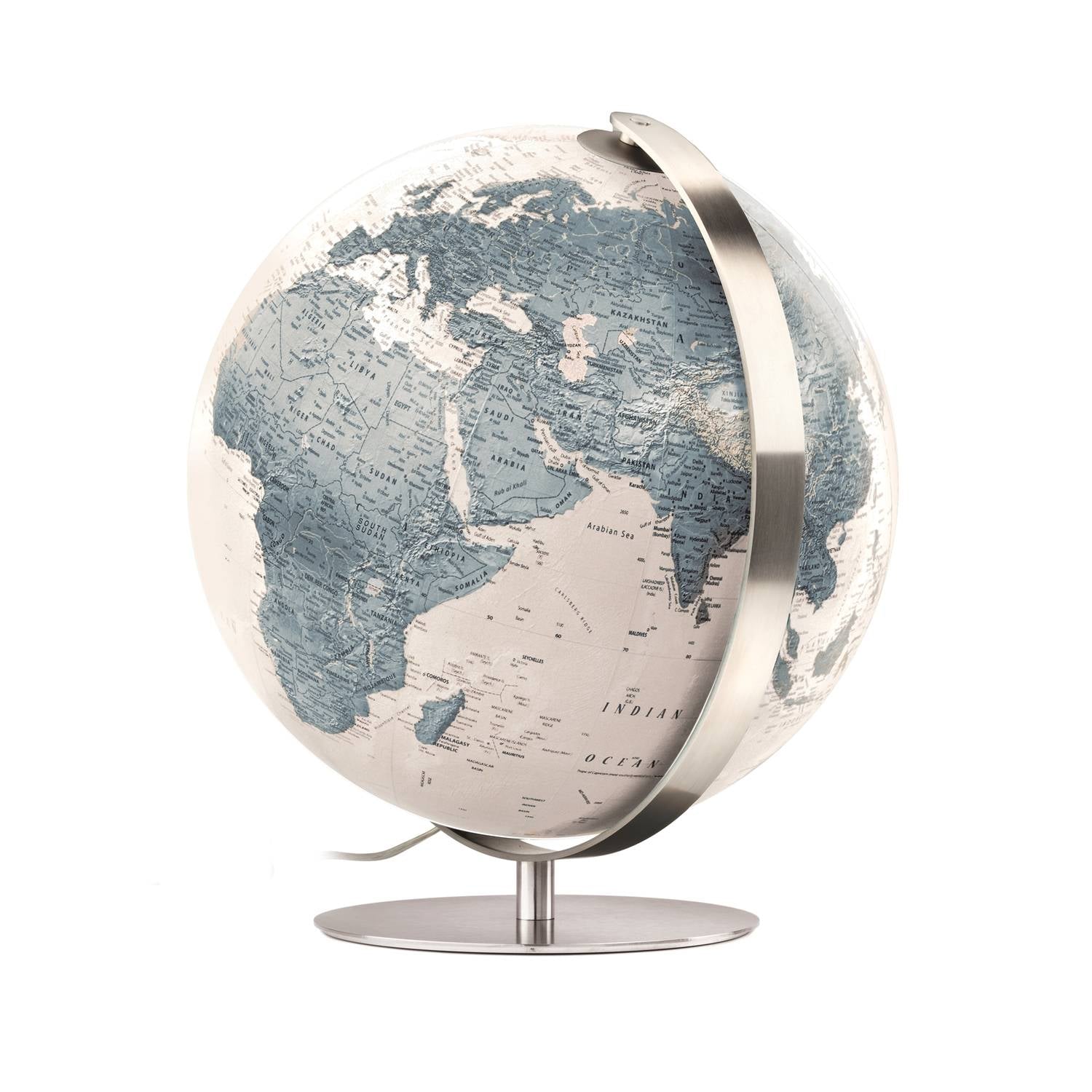 Räthgloben Design-Leuchtglobus, handkaschiert, 37cm D, 42cm H, beleuchtet
