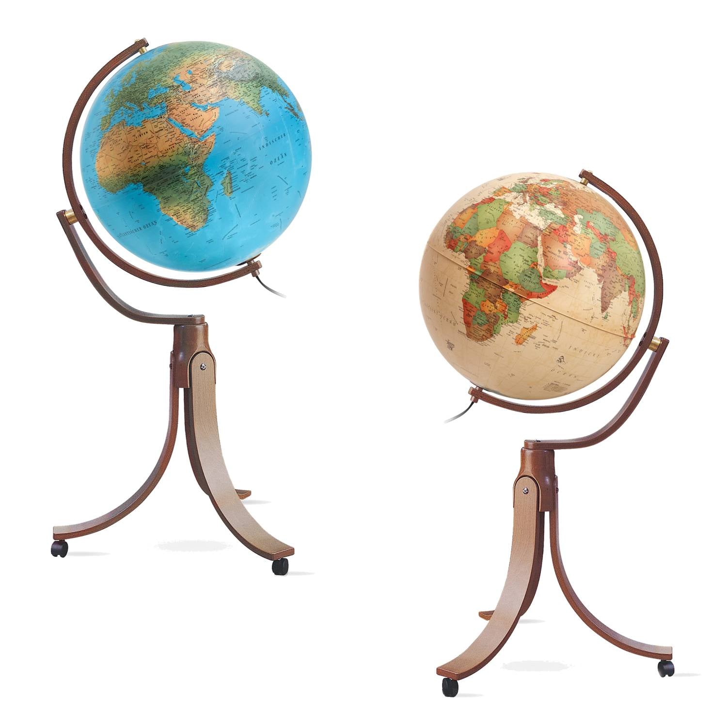 Räthgloben Doppelbild-Standglobus 50cm D 106cm H, Holzgestell