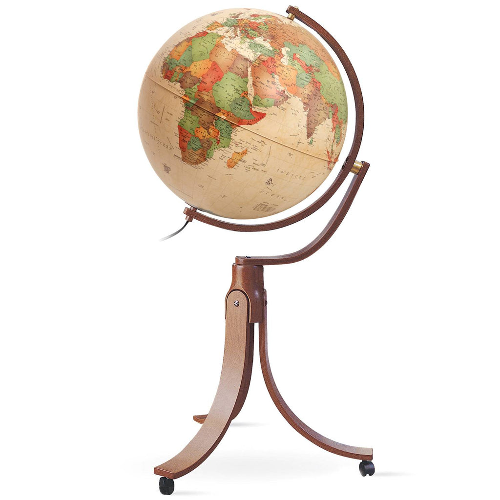 Räthgloben Doppelbild-Standglobus 50cm D 106cm H, Holzgestell, beleuchtet